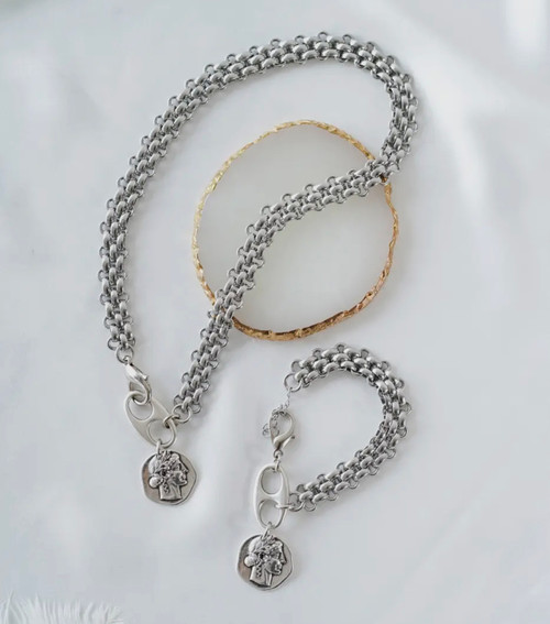 GREEK COIN NECKLACE - SILVER