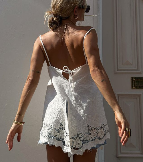 KALA HANDKERCHIEF CAMI - WHITE LILY