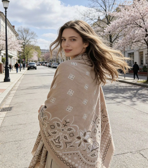 SCARF - BANDANA PRINT BEIGE