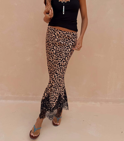 LEOPARD LACE MIDI MAEVA SKIRT