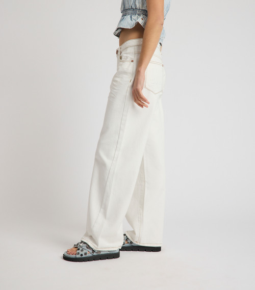 JACKSON MID WASTE WIDE LEG DENIM JEANS - WHITE BEAUTY