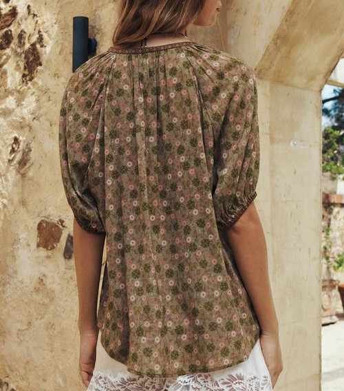 SWAN LAKE SHORT SLEEV BLOUSE - SAGE