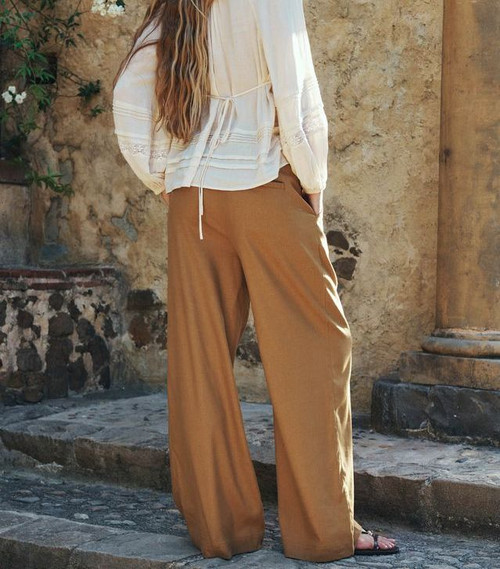 LONDON PLEATED PANT - TAN