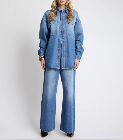 LOVE MACHINES SUPER WIDE DENIM JEAN - PACIFICA