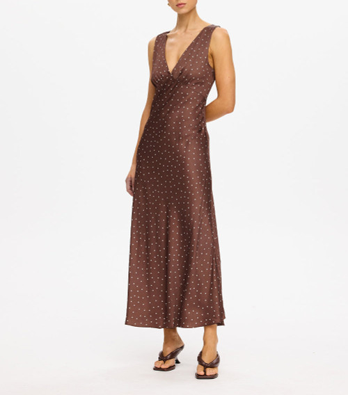 EDIE MIDI DRESS - BROWN