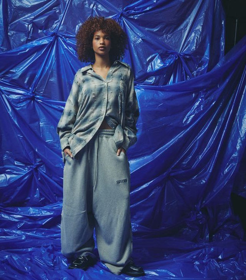 CHECK MATE WIDE LEG TRACKIES - BLUE
