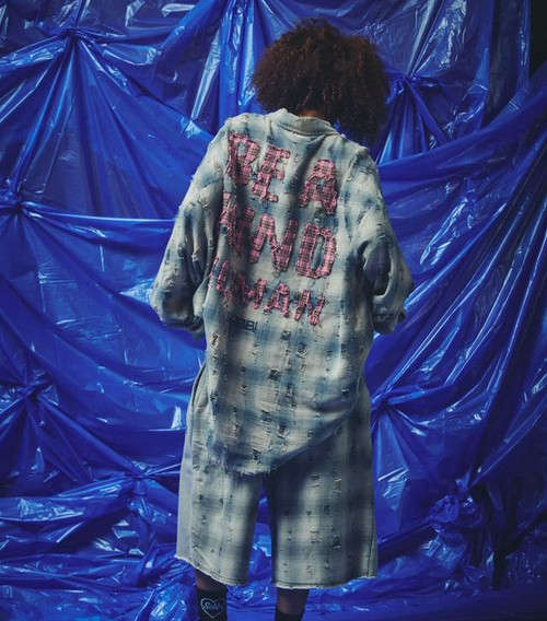 BE A KIND HUMAN OVERSIZED SHIRT - BLUE