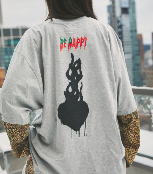 THE BE HAPPY LEOPARD LONG SLEEVE TEE