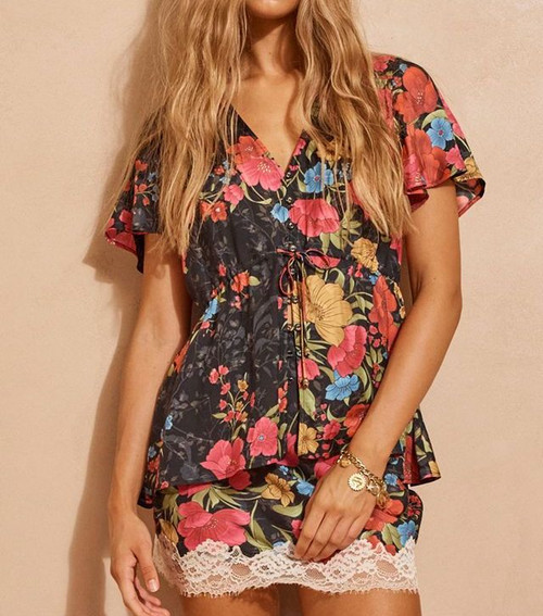 ISOLA BLOUSE - MIDNIGHT BLOOM
