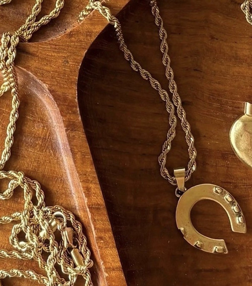 HORSESHOE NECKLACE WITH ROPE CHAIN