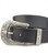 GENUINE LEATHER BELT WITH ANTIQUE SILVER  LONGHORN BUCKLE- BLACK