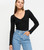 TALLULAH V NECK TOP - BLACK