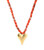 BANDANA NECKLACE - RED WITH GOLD HEART