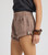 HUNTERS MID WAIST BOYFRIEND ELASTICATED DENIM SHORTS - ESPRESSO BROWN