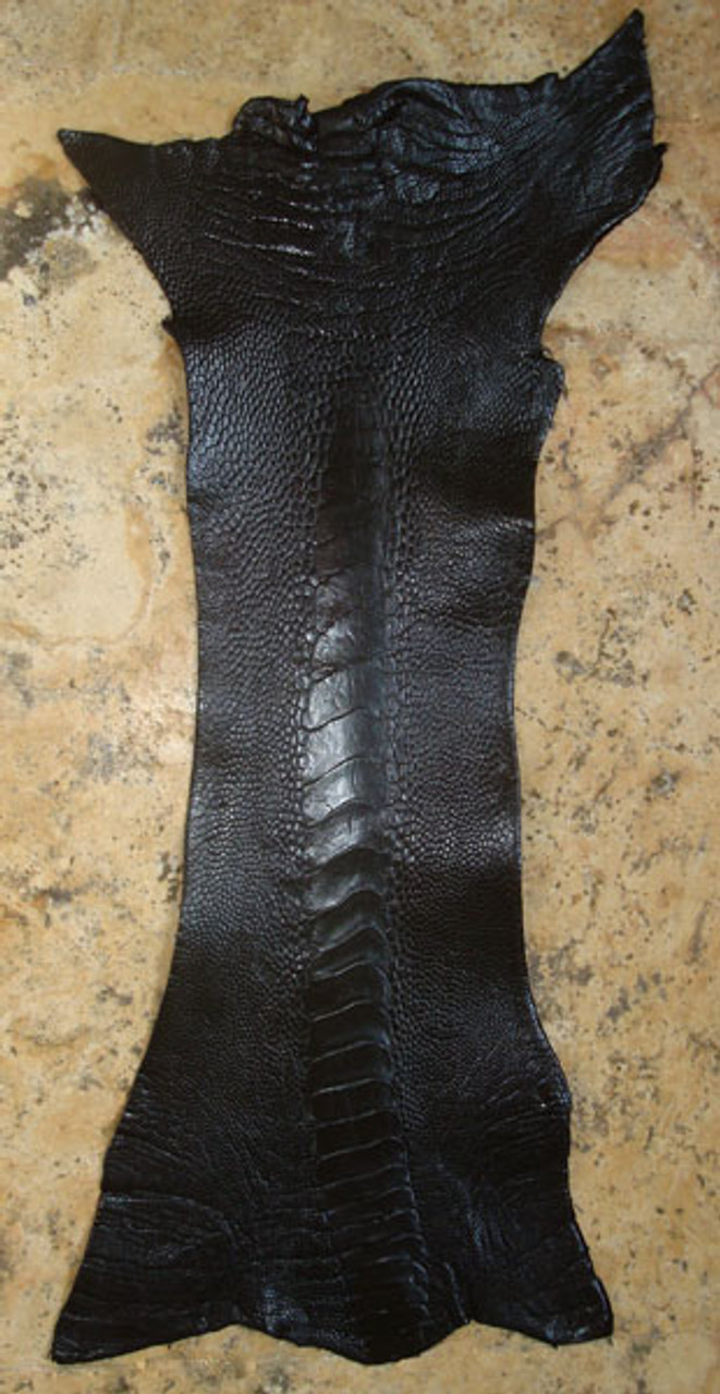 Ostrich skin Leather, Charcoal Black SF