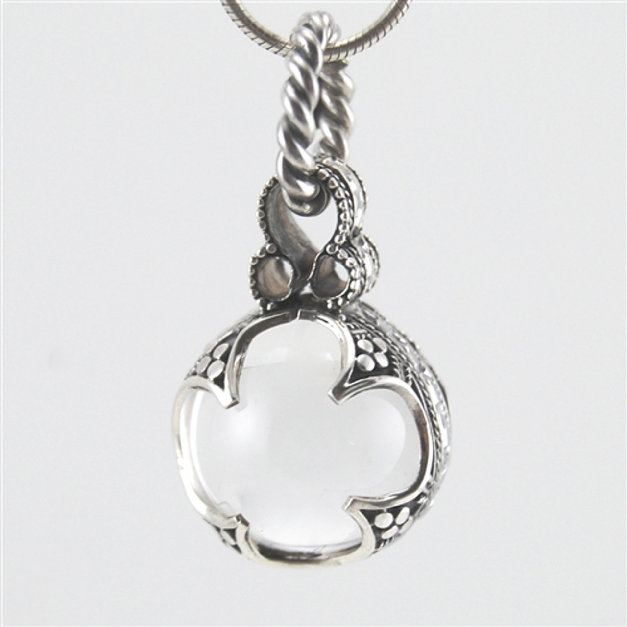 Sterling Silver Wrapped Crystal Ball Pendant | FashionJewelry.com