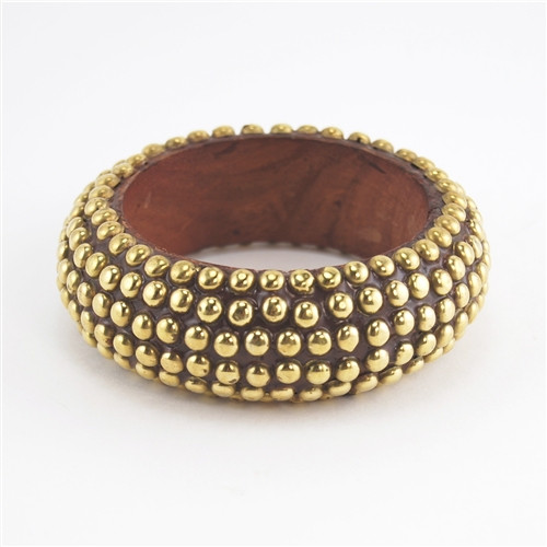 Brass & Wood Bangle Bracelet