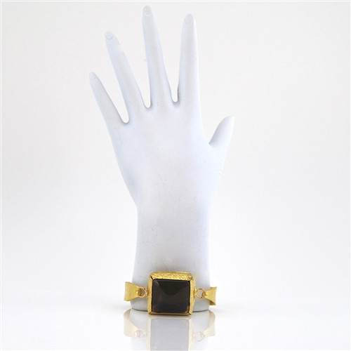 Gold Vermeil Smoky Topaz Colored Crystal Bangle Bracelet