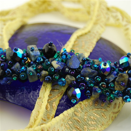 Bracelet Czech Glass Bead Lapis Lazuli