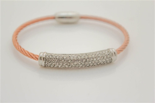 Rose Gold Cable Bracelet with Silver Accents