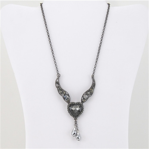 Smoky Crystal Heart Choker Necklace