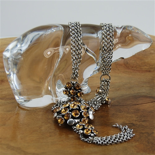 Multi-Strand Silver Necklace with Topaz Beads
