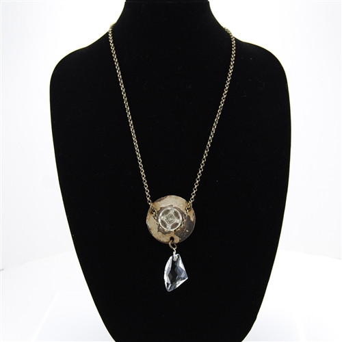 Antiqued Metal Vintage Chandelier Crystal Necklace