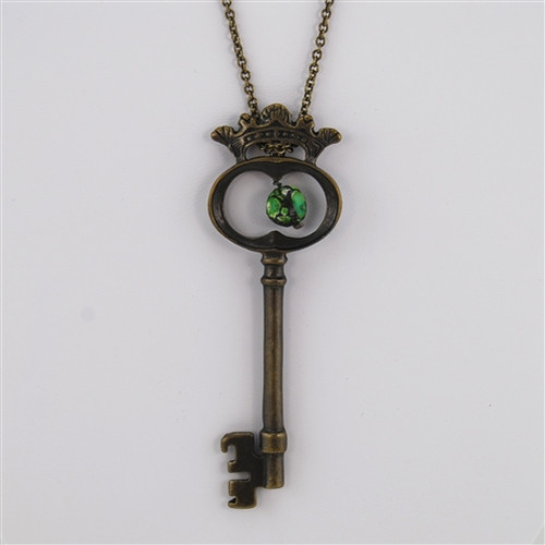 Antiqued Brass Skeleton Key Necklace