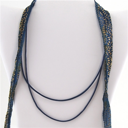 Blue Leather 20" Cord Necklace