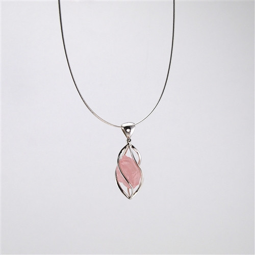 Rose Quartz in Sterling Silver Pendant