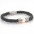 Bracelet Braided Black Leather with Pearl