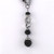 Black Bead Crystal Silver Long Chain Necklace