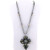 Silver Cross Necklace with Crystals, Beads and Multiple Chains