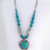 Turquoise Heart Pendant Necklace with Silver Beads