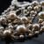 Champagne Faux Pearls Crystal Double Strand Silver Necklace