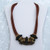 Brass Beads, Brown Leather 24" Necklace