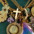 Gold Cross Multi-Charm Saint Pendant Collage Necklace