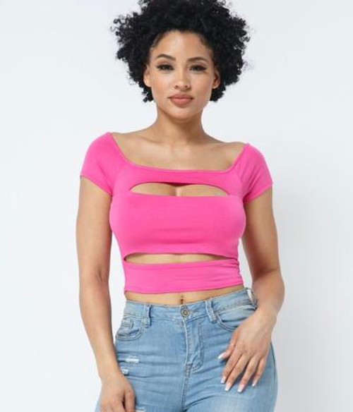 Hot Pink Cut Out Crop Top