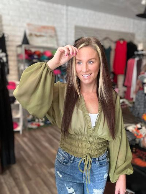 Olive green sheer cropped top Olive green sheer cropped top
