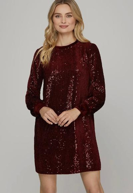 Sequin Long Sleeve Dress