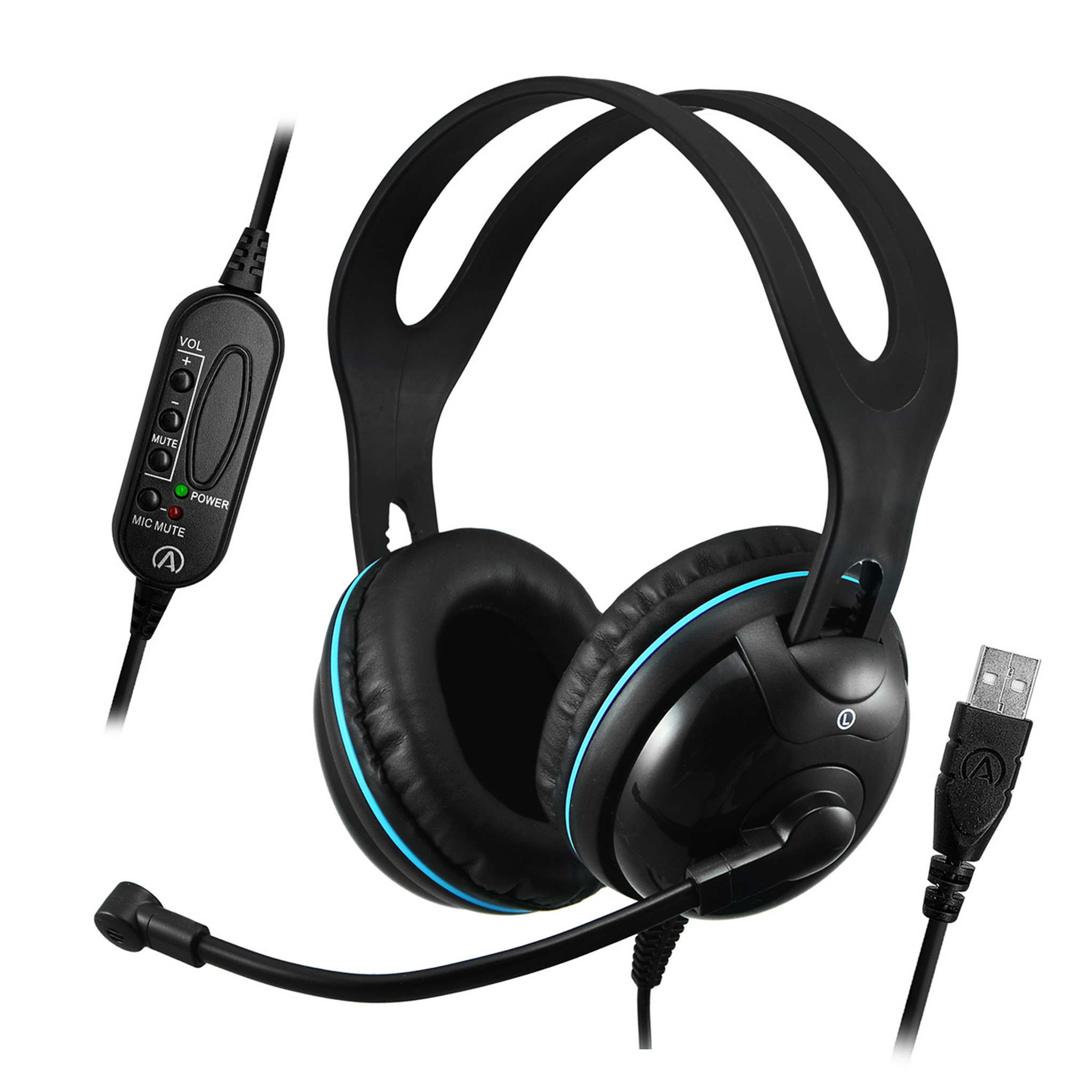 NC-455VM USB Over-Ear Stereo USB Headset with In-line Volume and Mute Controls - Communications