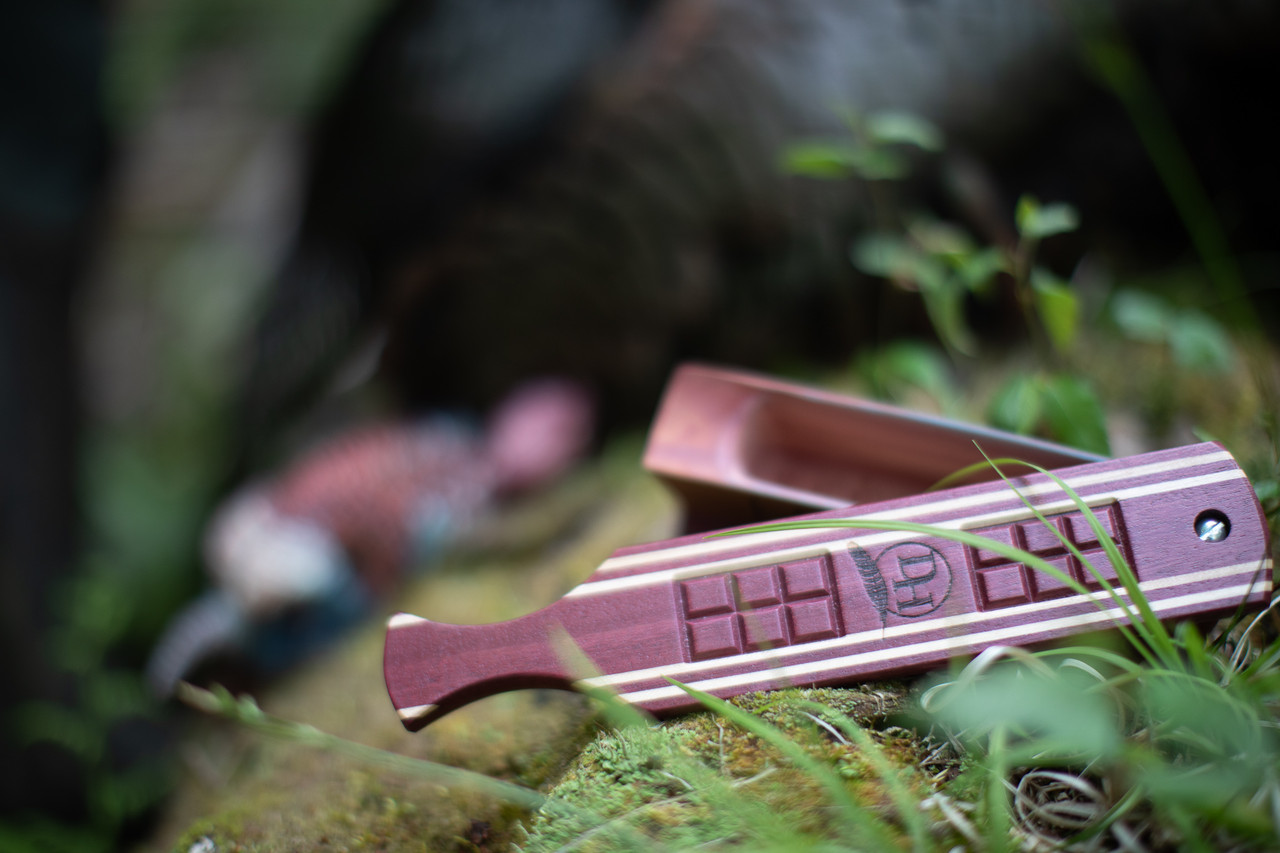 Checkered Short Box Purple Heart & Cedar David Halloran Turkey Calls