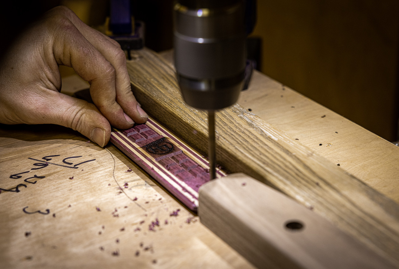 Checkered Short Box Purple Heart & Cedar David Halloran Turkey Calls