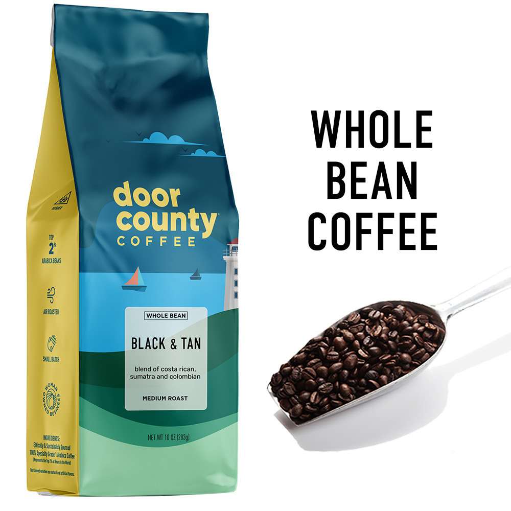 Black/Tan Coffee 10oz. Wholebean - Door County Coffee