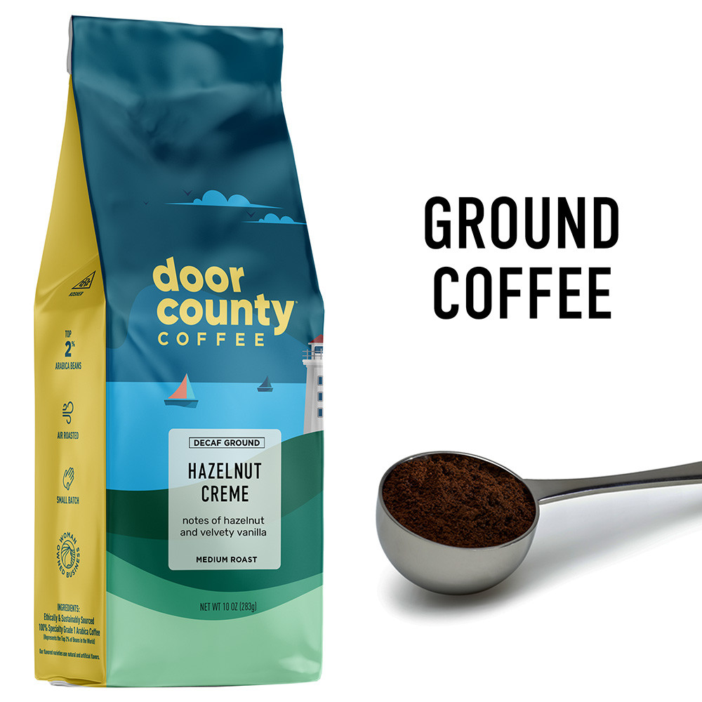 Hazelnut Creme Decaf 10oz. Ground - Door County Coffee