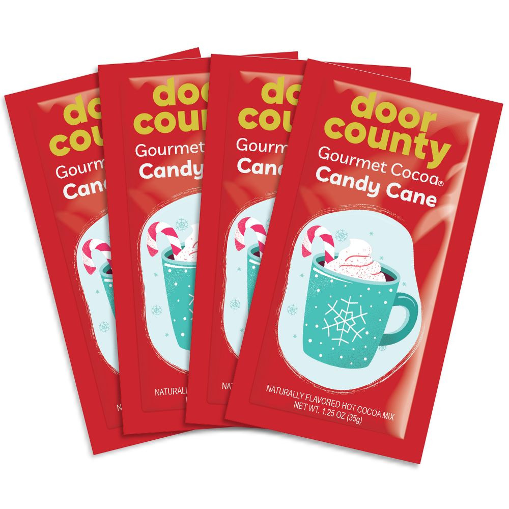 Door County Candy Cane Gourmet Hot Cocoa Packets, 4 Pack
