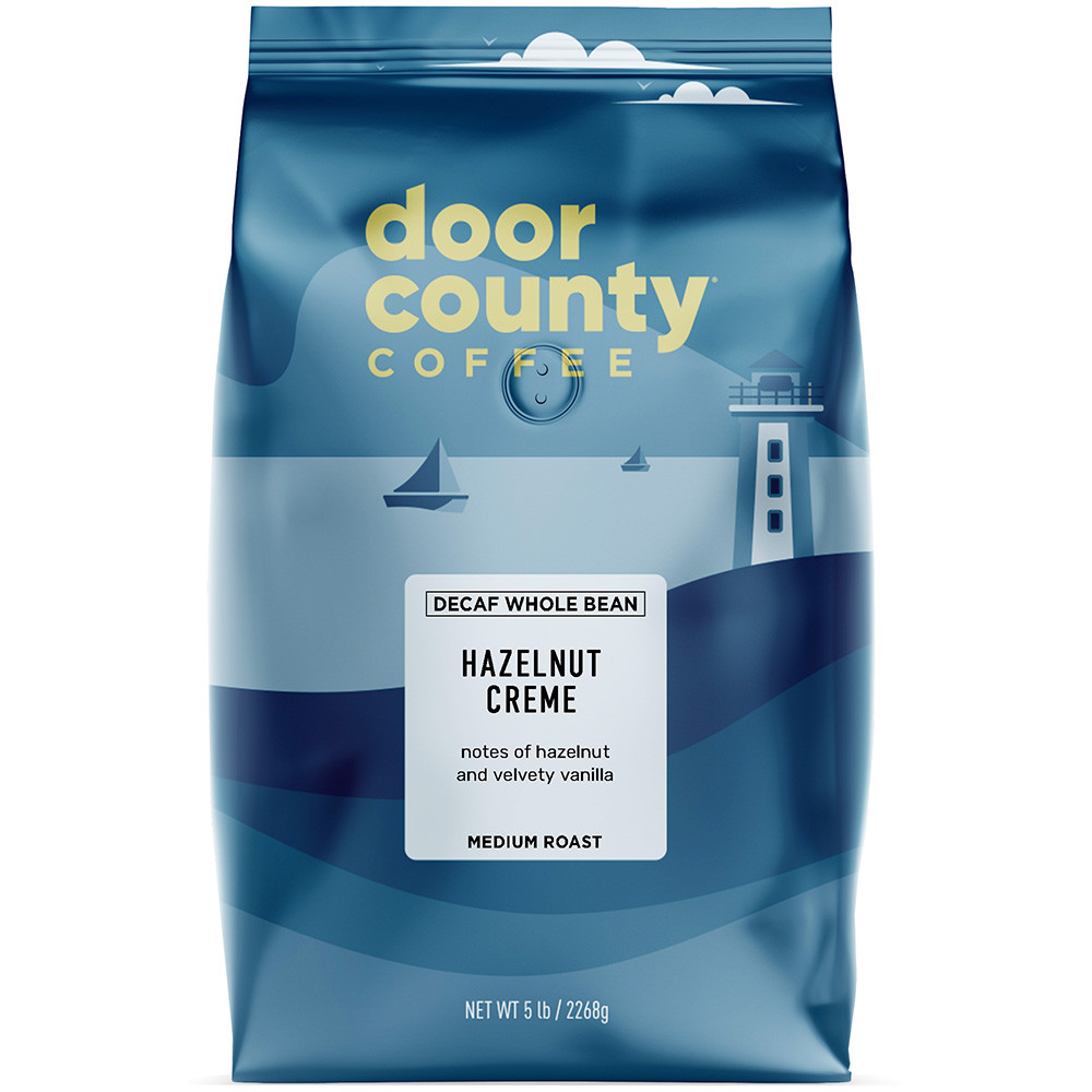 DECAF Hazelnut Creme 5lb. Wholebean Door County Coffee