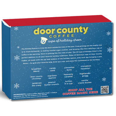 Back of box -12 Days of Coffee Single Serve Cup Gift Box