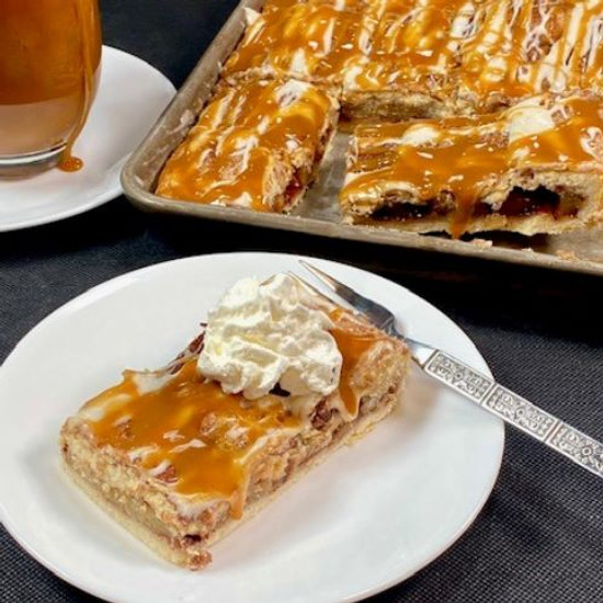 Spiced Apple Caramel Slab Pie