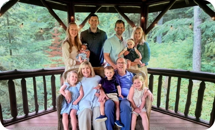 Photo of adult Wilson family with spouses on nature walk
